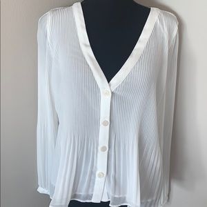 Zara White Chiffon Button Down Blouse Size M